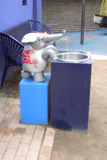 I just had to take a photo of this little elephant drinking fountain for Megan.