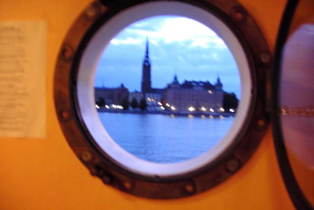 This would have been a good photo if it was not blurry.  This is the view from our boat hostel in Stockholm.