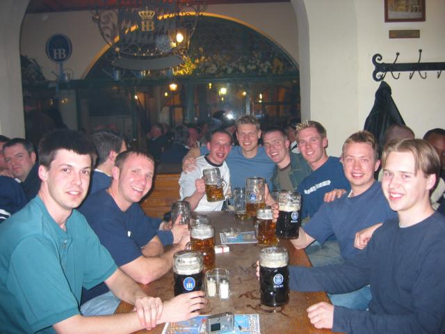 Allyn, Erik, some Germans and people I don't know, Jason, and I at the Hofbraeuhaus