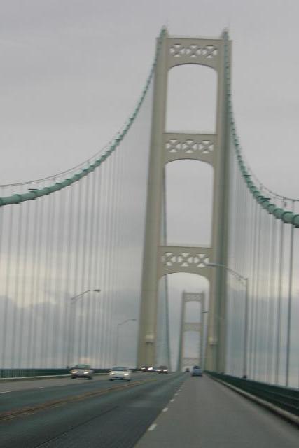Driving across the Mackinac Bridge