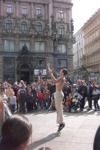 Grand finale of the street performer.  This is when we start to sneak away......