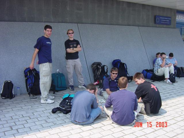 Here we are waiting for the shuttle bus in Calais
