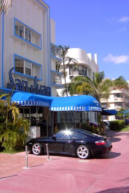 Here's my hotel in South Beach, complete with Porsche.