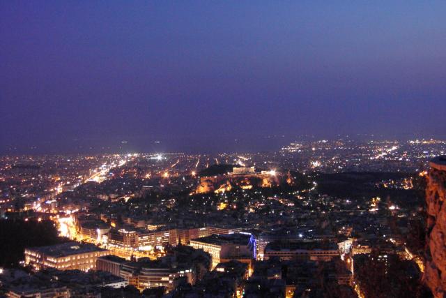 In the center of this picture, you can see the famous Acropolis in Athens.