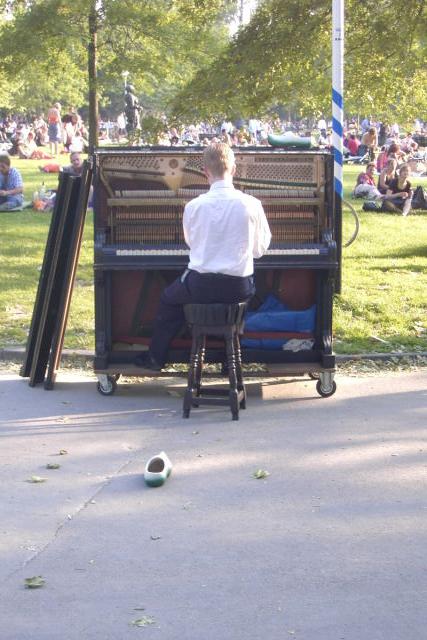 It must being a street pianist, but this fellow in an Amsterdam park was very good.