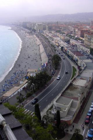 Looking down the beach in Nice.