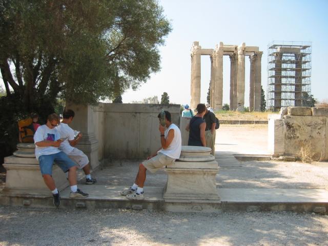 Me, Eric, Kevin, and Jason taking a break in Athens
