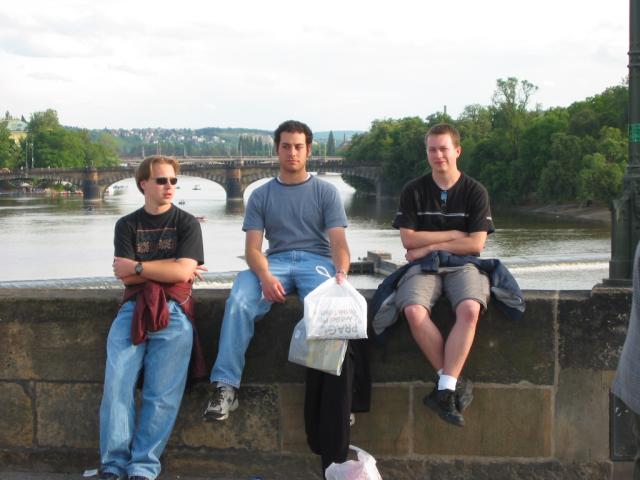 Me, Eric, and Jason hanging out on a bridge in Prague