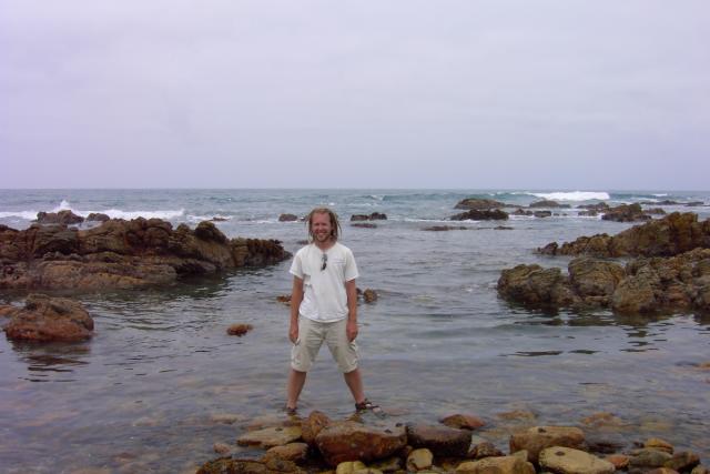 Day 16 - Agulhas - Me with one foot in the Indian Ocean, one foot in the Atlantic Ocean