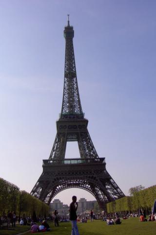The Eiffel Tower, after finally walking far enough to get the whole thing.