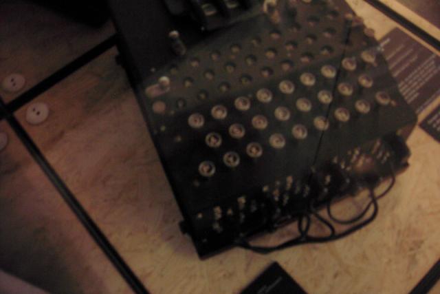 The Enigma.  The Germans encrypted their communication using this device.  Largely due to the British, we were able to break the code and win the war!