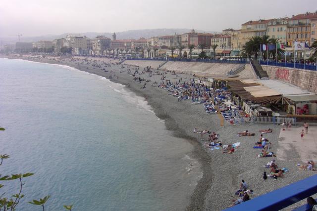 The beach in Nice looks really good.  Of course, when you're there you realize that it is all rocks.