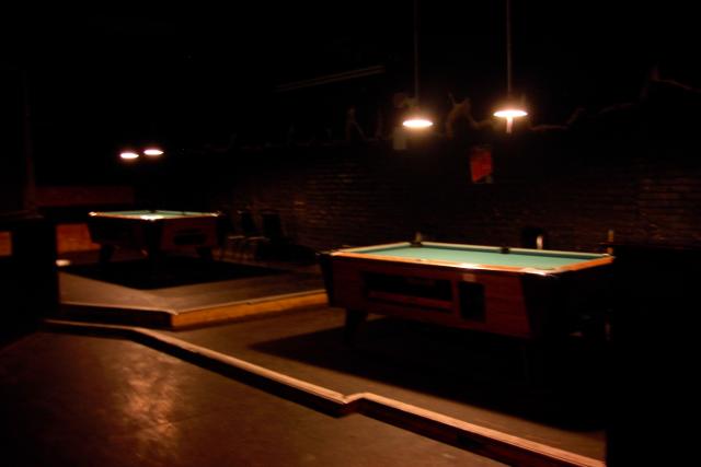 The pool tables are deserted since the night is over at the Local 432.