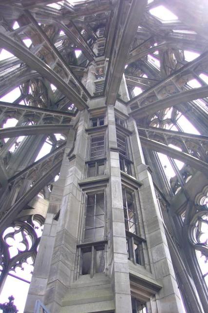 This is looking up at the top third of the Muenster.  I think this is the coolest design.  If you look carefully, you can see me leaning out the window about 50 feet up.