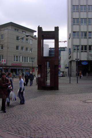 This monument marks where Einstein's home was.